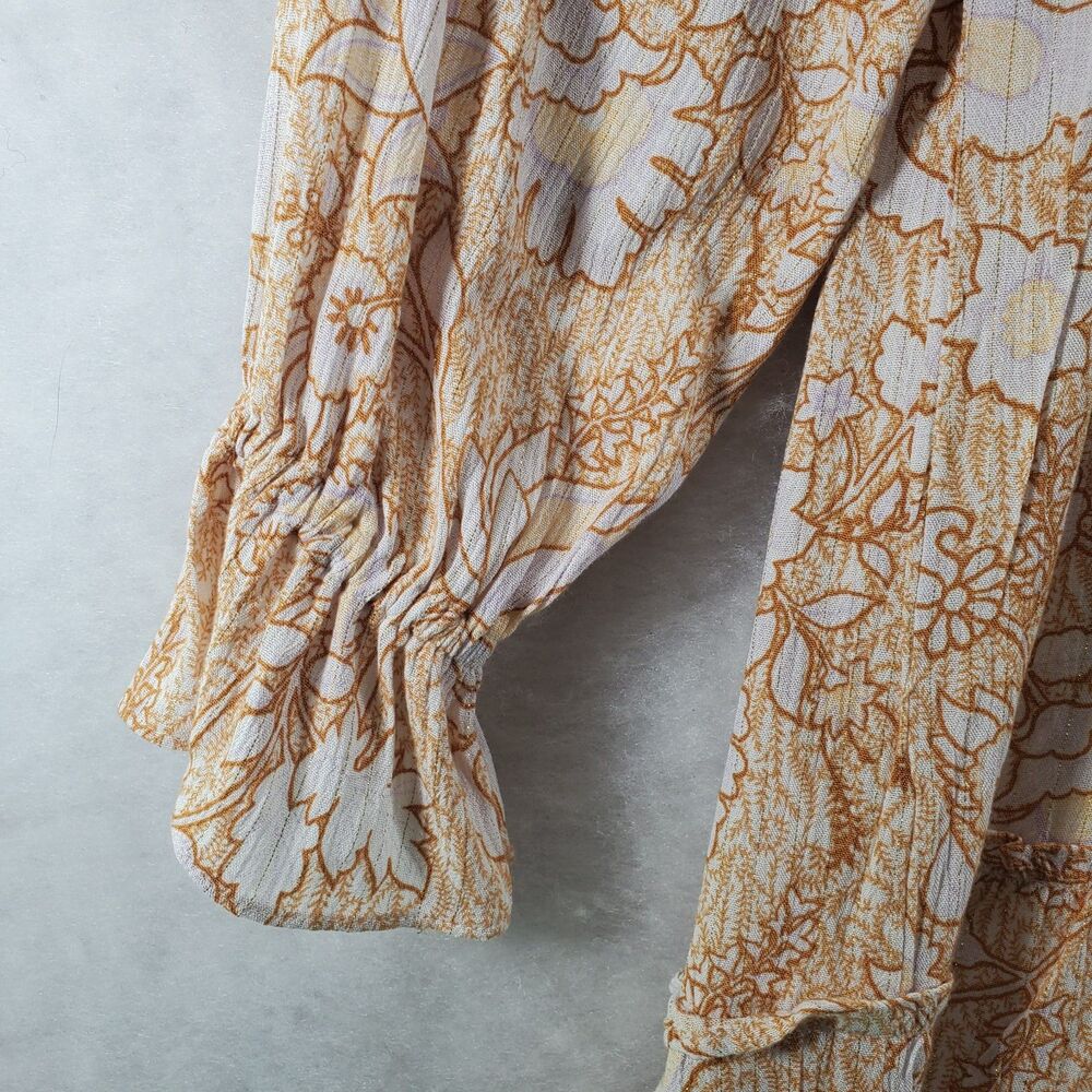sz S House of Harlow 1960 Long Sleeve Peasant Dress Short Neutral Beige Bohemian - Picture 12 of 13